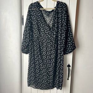 Torrid Black with White Diamonds Sheer Long Tunic Size 3